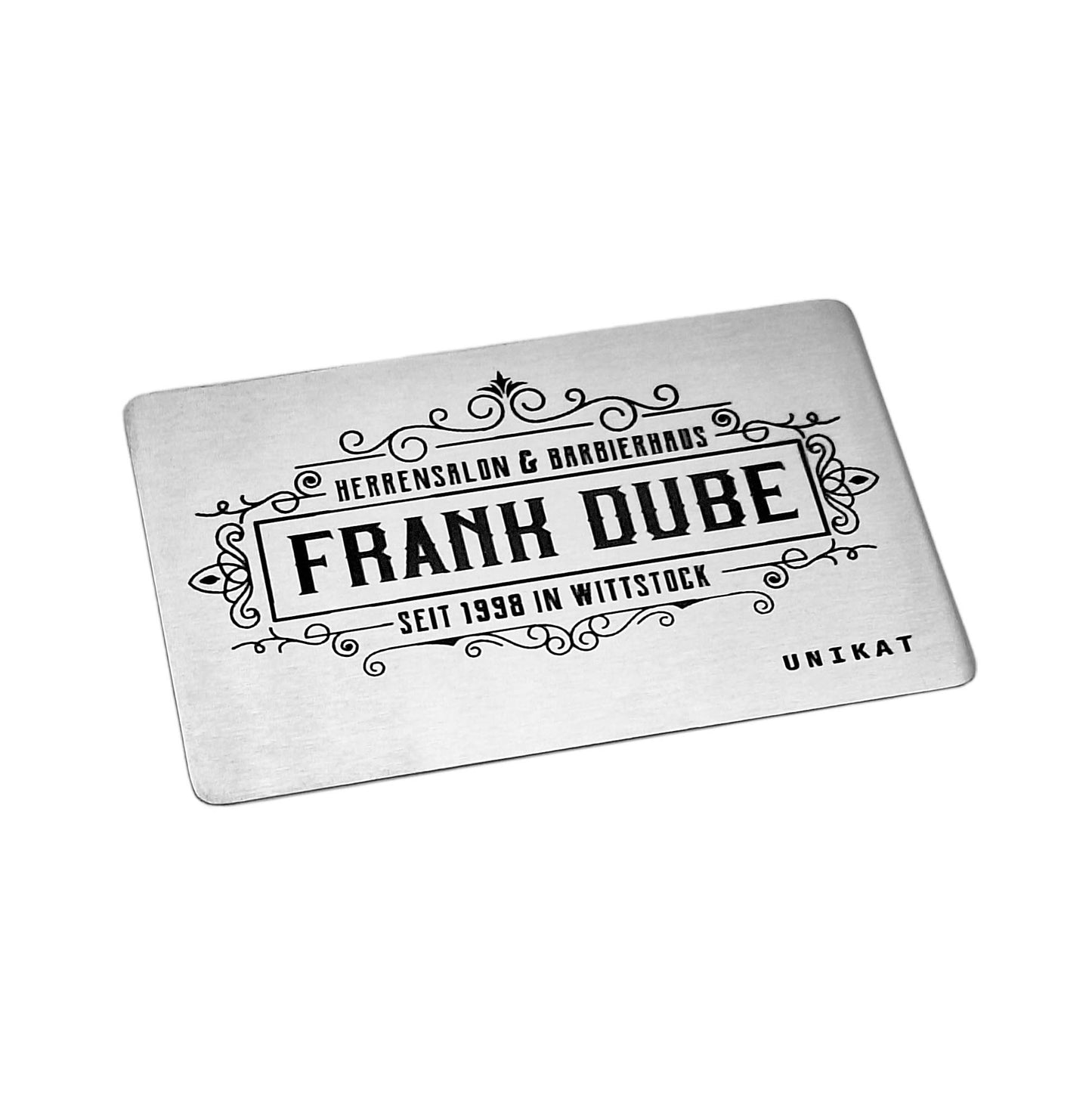 Edelstahlkarte mit individueller Lasergravur - Visitenkarte / VIP-Pass aus Edelstahl