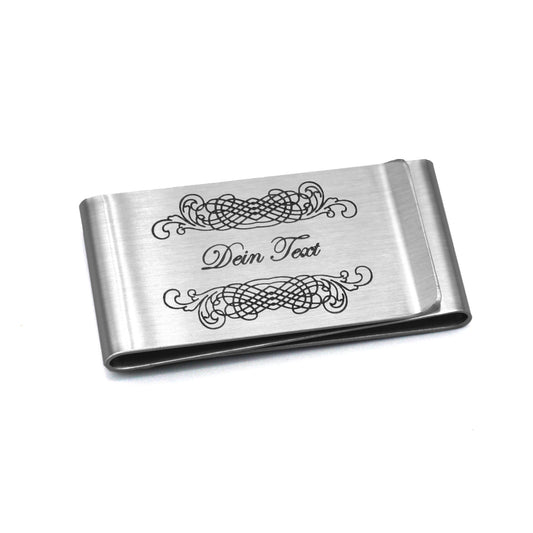 Stainless steel money clip with custom engraving - money clip with personal motif