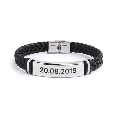 Bracelet with personal inscription - leather look braided