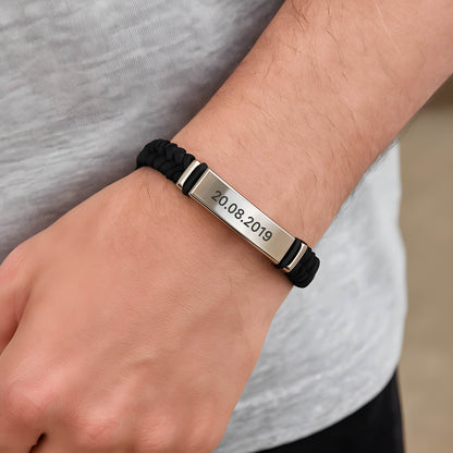 Bracelet with personal inscription - leather look braided