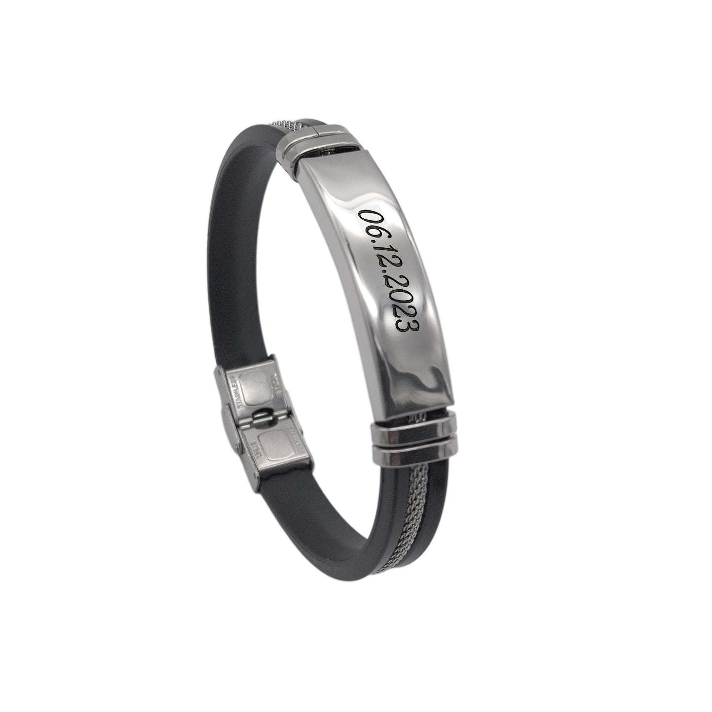 Armband mit individueller Gravur - Edelstahl & Silikon