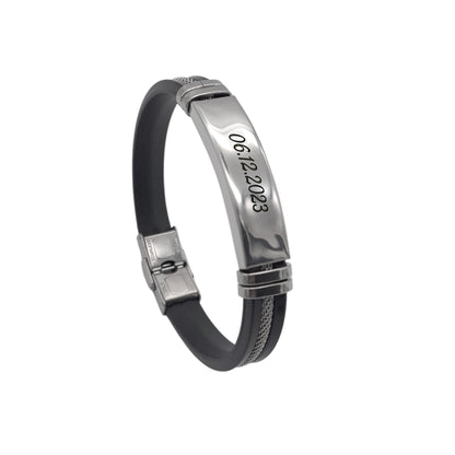 Armband mit individueller Gravur - Edelstahl & Silikon