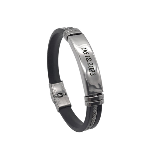 Armband mit individueller Gravur - Edelstahl & Silikon