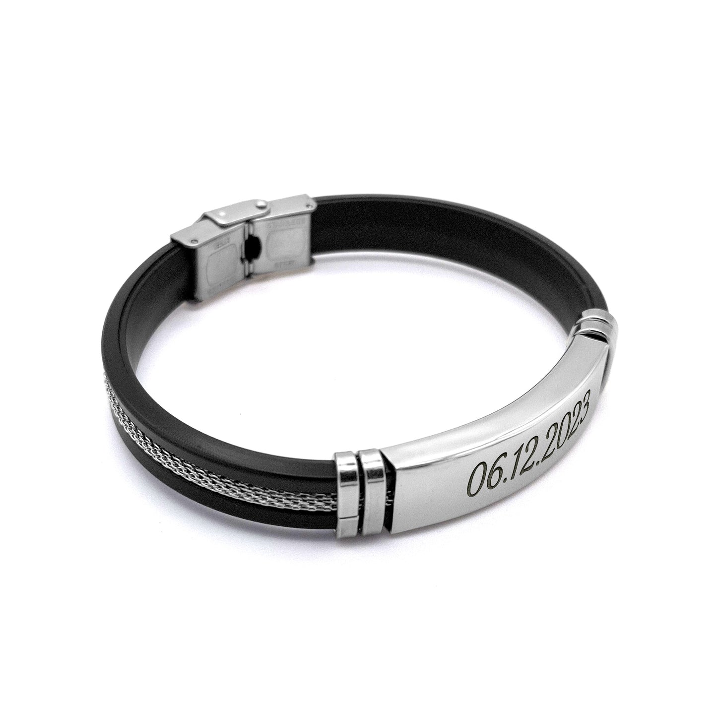 Armband mit individueller Gravur - Edelstahl & Silikon