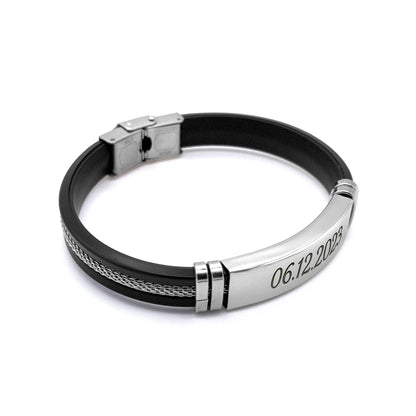Armband mit individueller Gravur - Edelstahl & Silikon