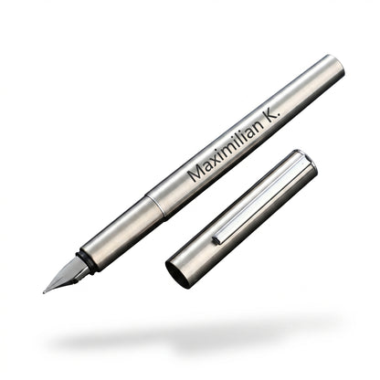 Premium Edelstahl-Füllfederhalter mit individueller Lasergravur – Elegantes Metall-Design