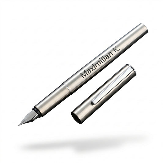Premium Edelstahl-Füllfederhalter mit individueller Lasergravur – Elegantes Metall-Design
