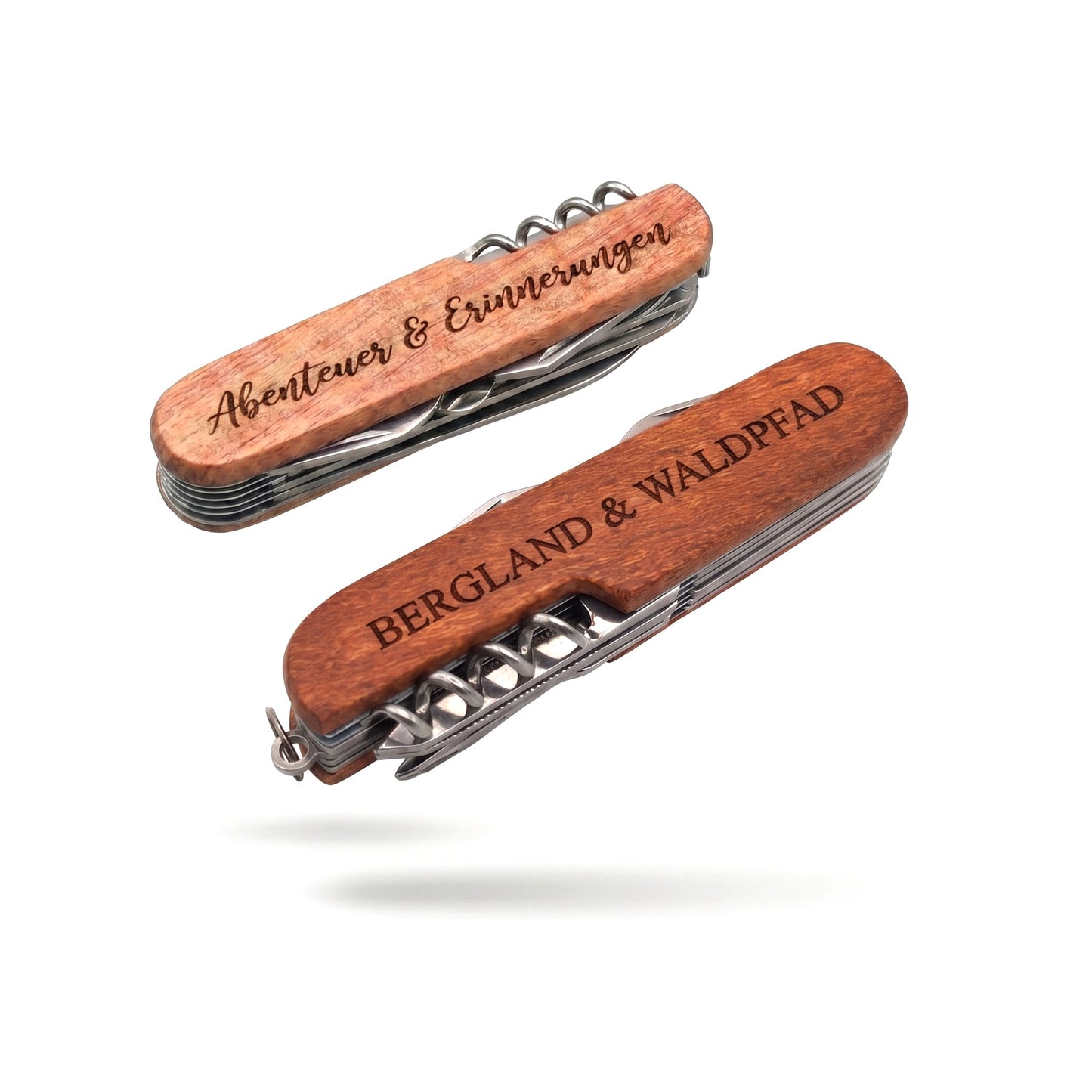 11 in 1 pocket knife with individual engraving - camping knife with wooden handle