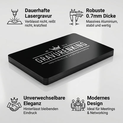 Aluminum business cards with laser engraving: Unmistakable elegance for your professional appearance - 10 pieces