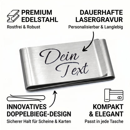 Stainless steel money clip with custom engraving - money clip with personal motif