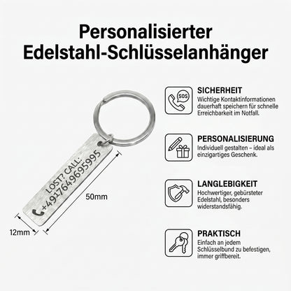 Schlüsselanhänger aus Edelstahl mit persönlicher Beschriftung