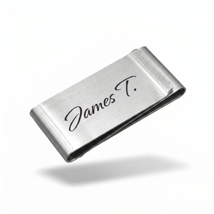 Stainless steel money clip with custom engraving - money clip with personal motif