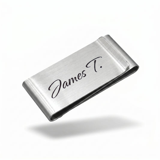 Stainless steel money clip with custom engraving - money clip with personal motif