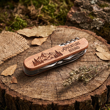 Campingmesser mit individueller Lasergravur - 11 in 1 Taschenmesser - personalisiert