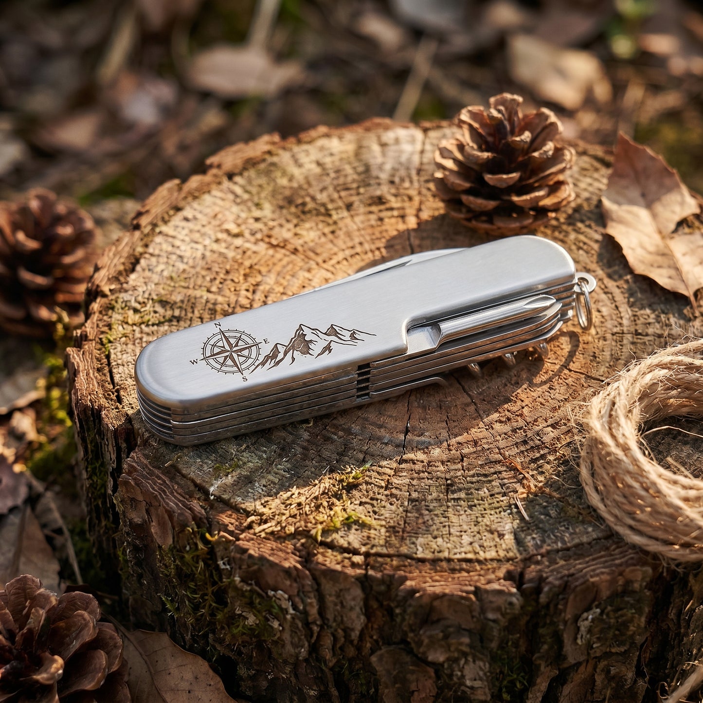 Pocket knife with individual engraving - 11 in 1 multifunctional camping knife - laser engraved