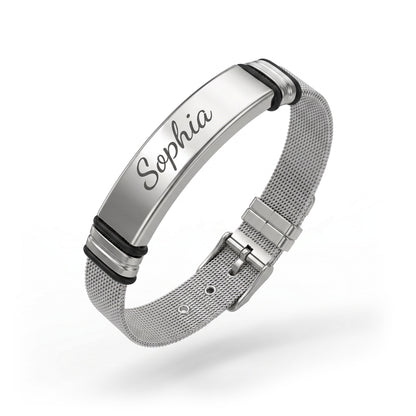 Stainless steel bracelet - with engraving - personalized - adjustable size