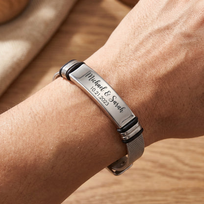 Stainless steel bracelet - with engraving - personalized - adjustable size
