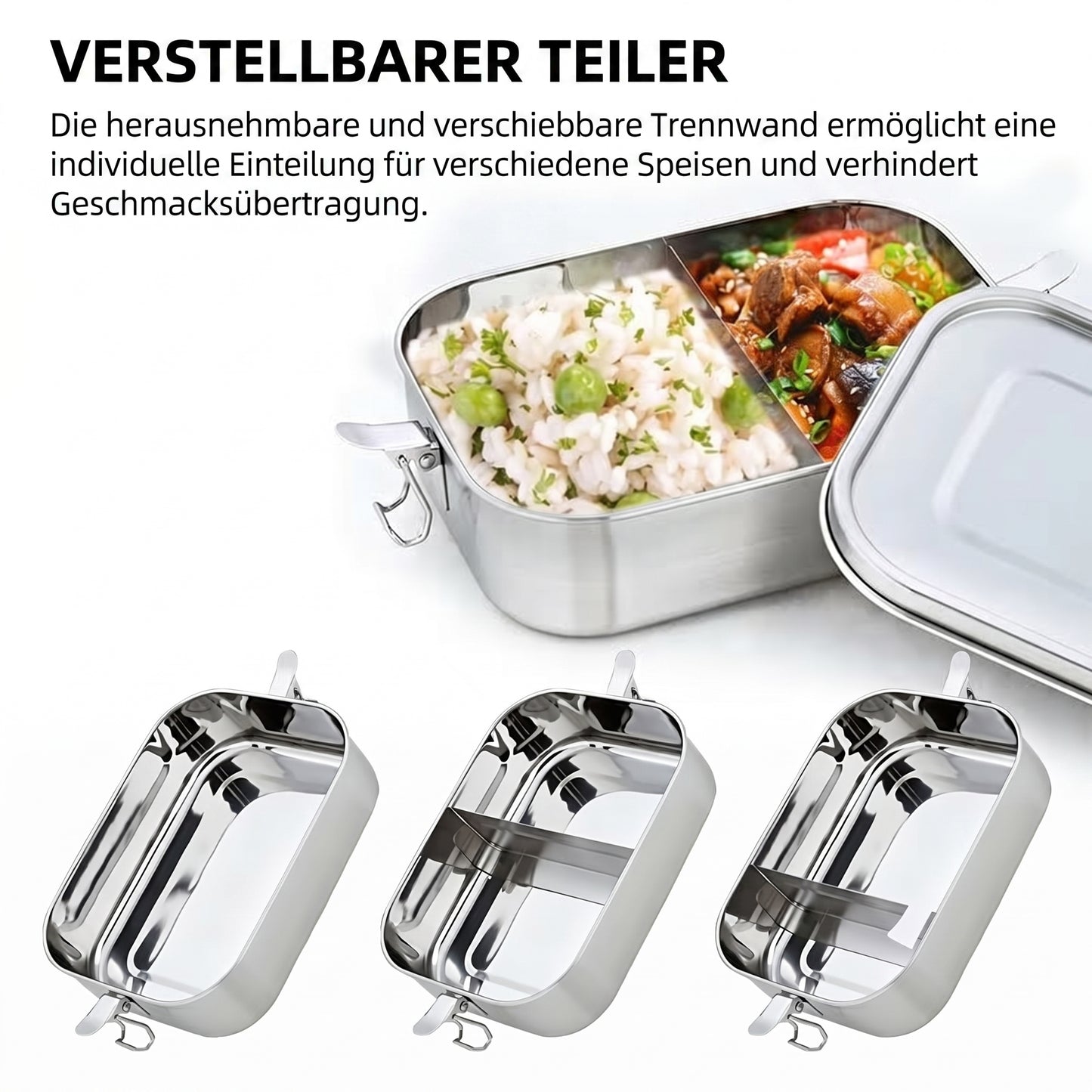 Personalisierte Edelstahl Brotdose mit individueller Lasergravur – Lunchbox mit Trennwand