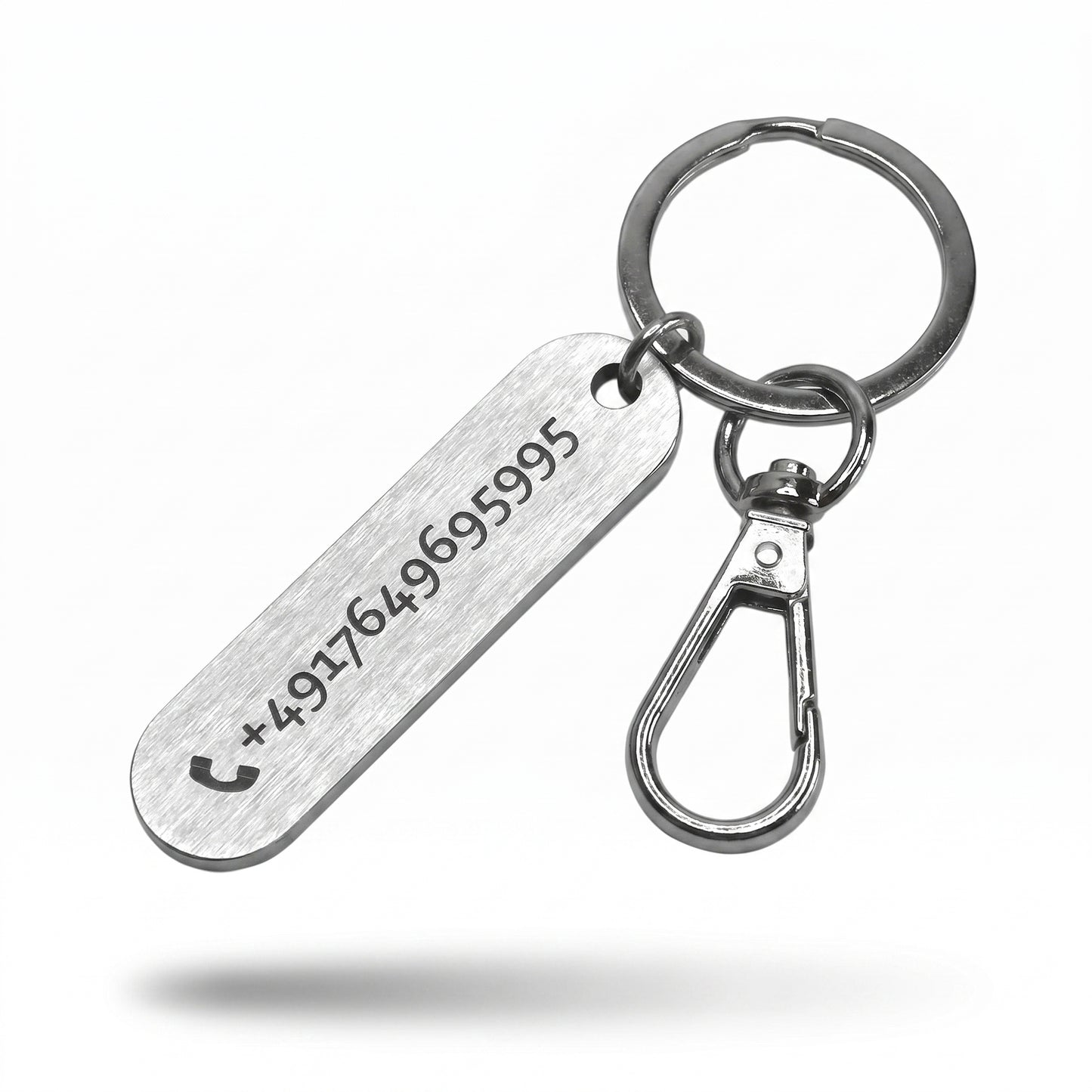 Edelstahl Schlüsselanhänger mit individueller Lasergravur - mit Karabiner