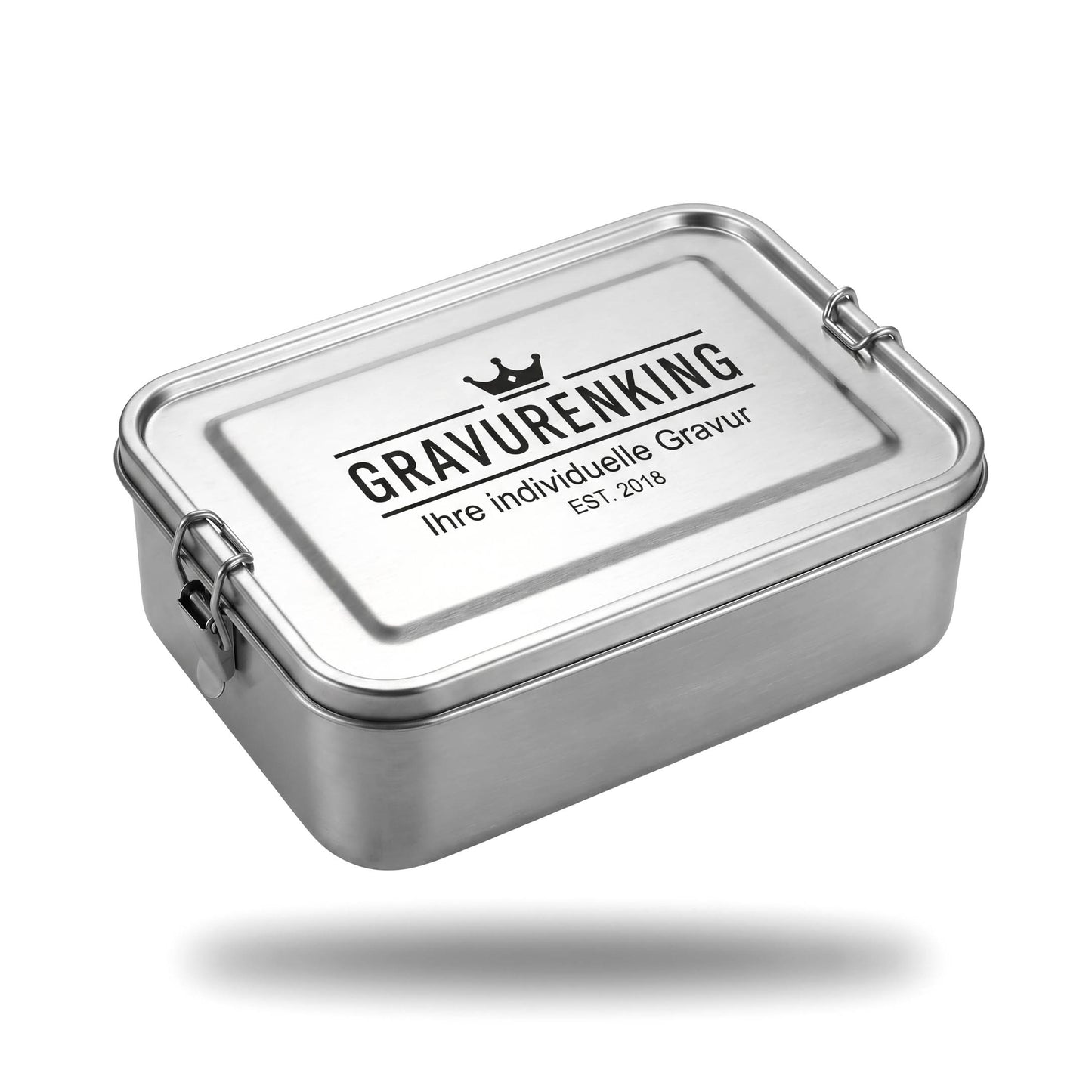 Personalisierte Edelstahl Brotdose mit individueller Lasergravur – Lunchbox mit Trennwand
