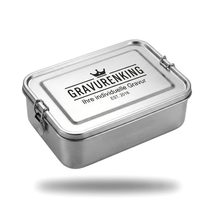 Personalisierte Edelstahl Brotdose mit individueller Lasergravur – Lunchbox mit Trennwand