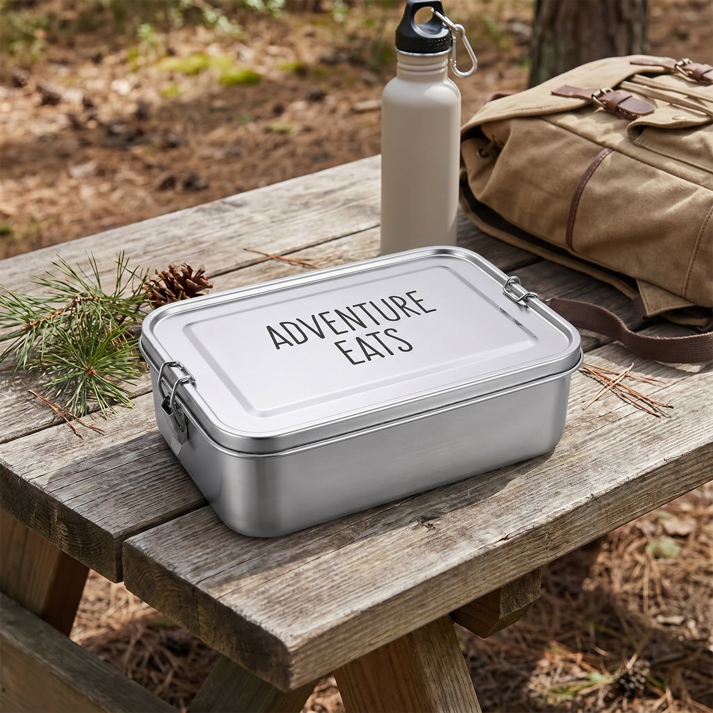 Personalisierte Edelstahl Brotdose mit individueller Lasergravur – Lunchbox mit Trennwand