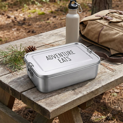 Personalisierte Edelstahl Brotdose mit individueller Lasergravur – Lunchbox mit Trennwand