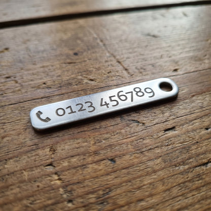 Keychain with individual engraving - telephone number