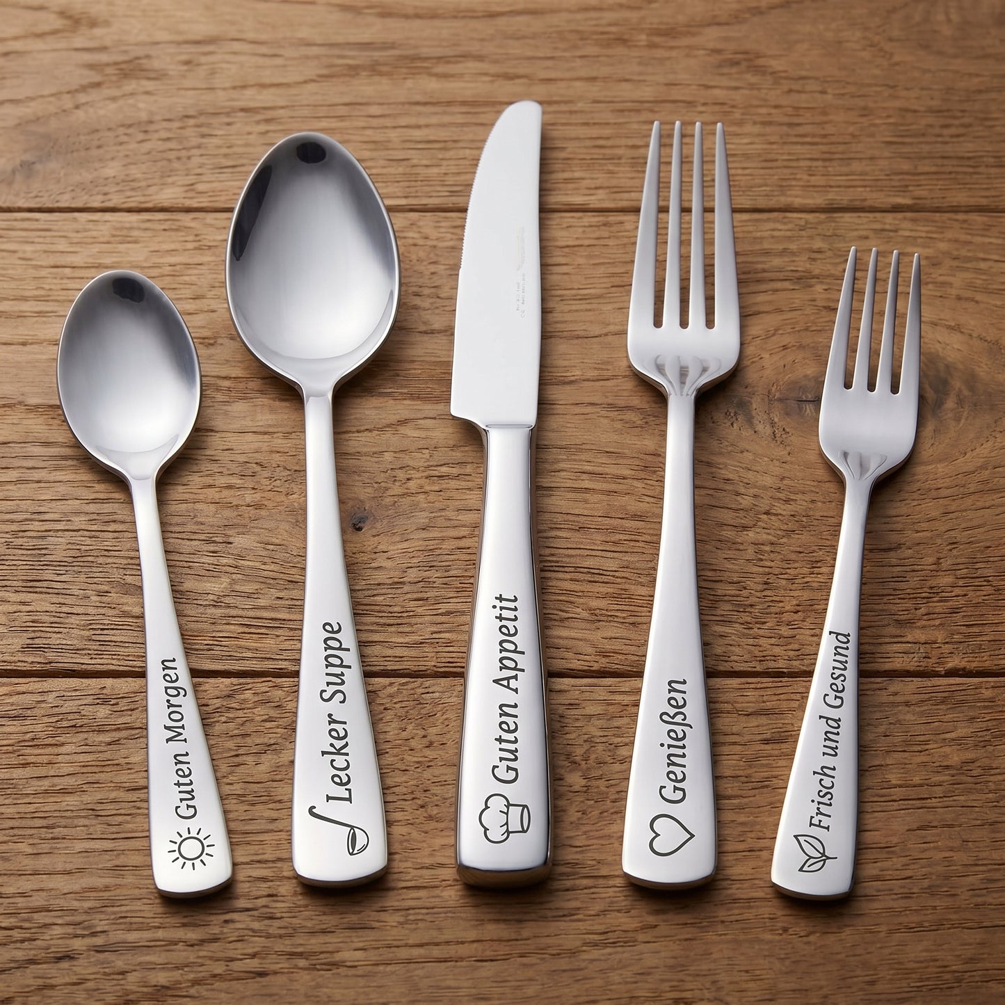 20-teiliges Edelstahl Besteck-Set mit Wunschgravur  – Personalisiertes Besteck für 4 Personen