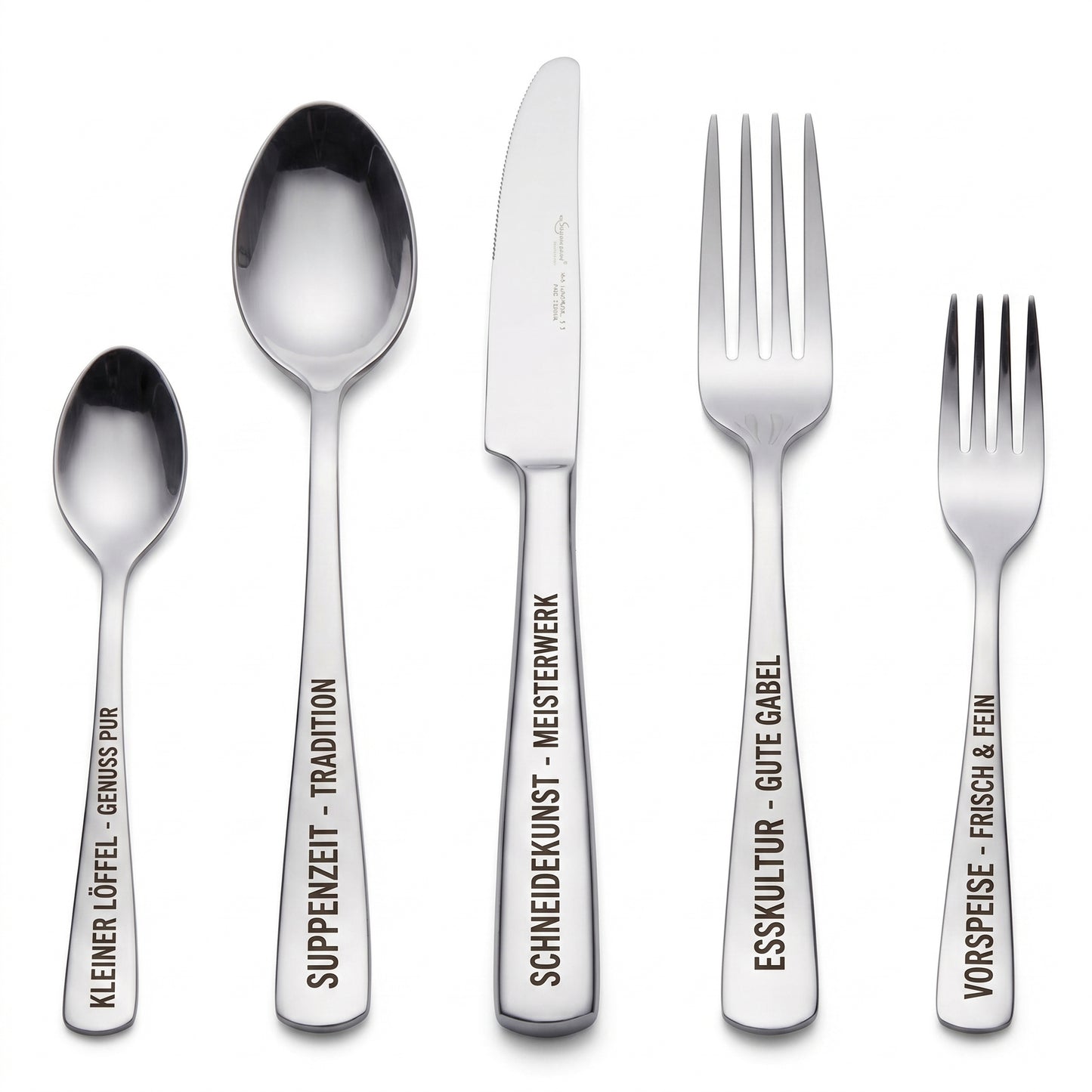 20-teiliges Edelstahl Besteck-Set mit Wunschgravur  – Personalisiertes Besteck für 4 Personen