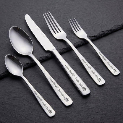 5-teiliges Edelstahl Besteck-Set mit Wunschgravur  – Personalisiertes Besteck