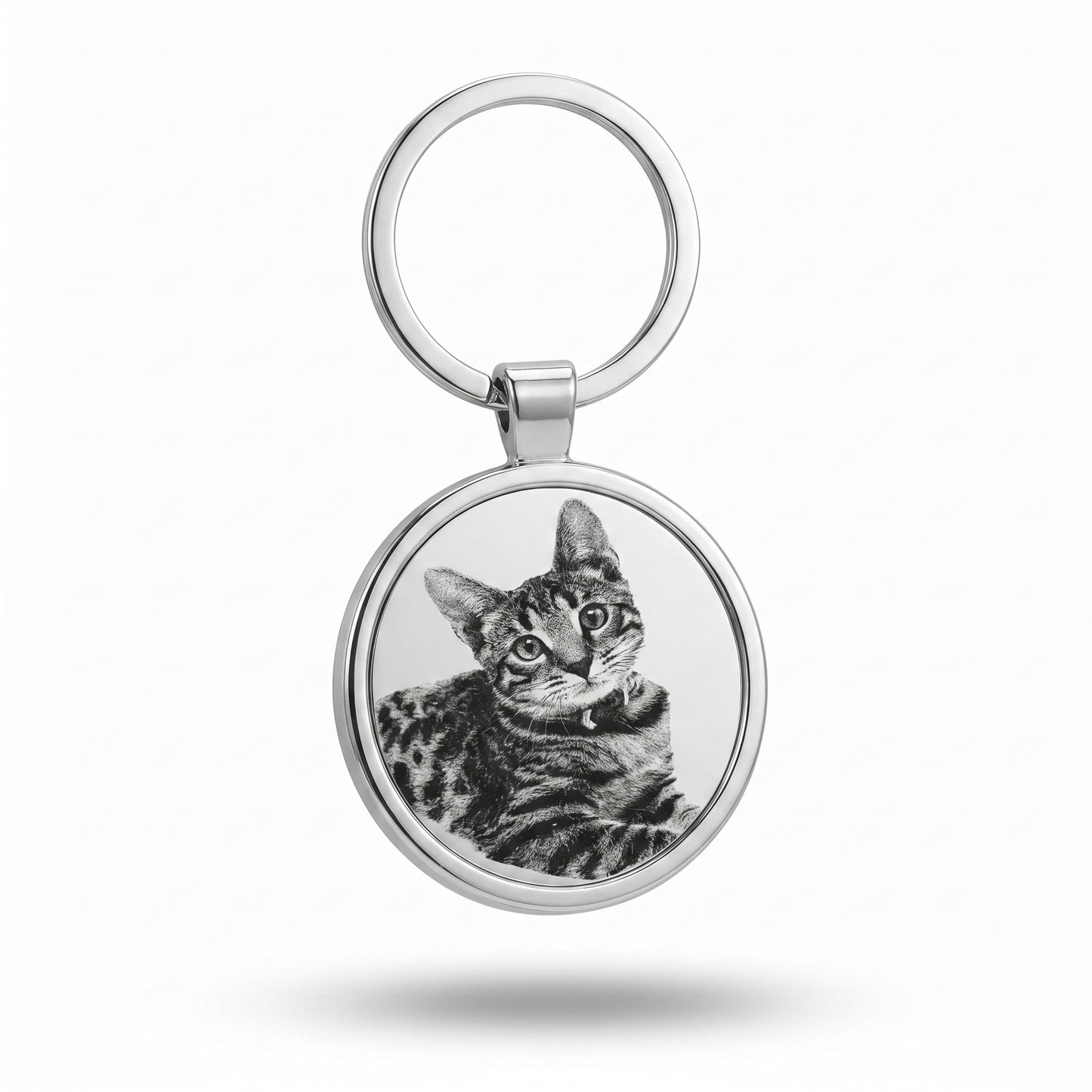 Round stainless steel keychain - individual laser engraving