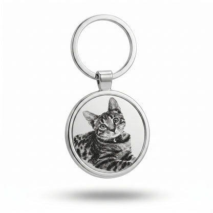 Round stainless steel keychain - individual laser engraving