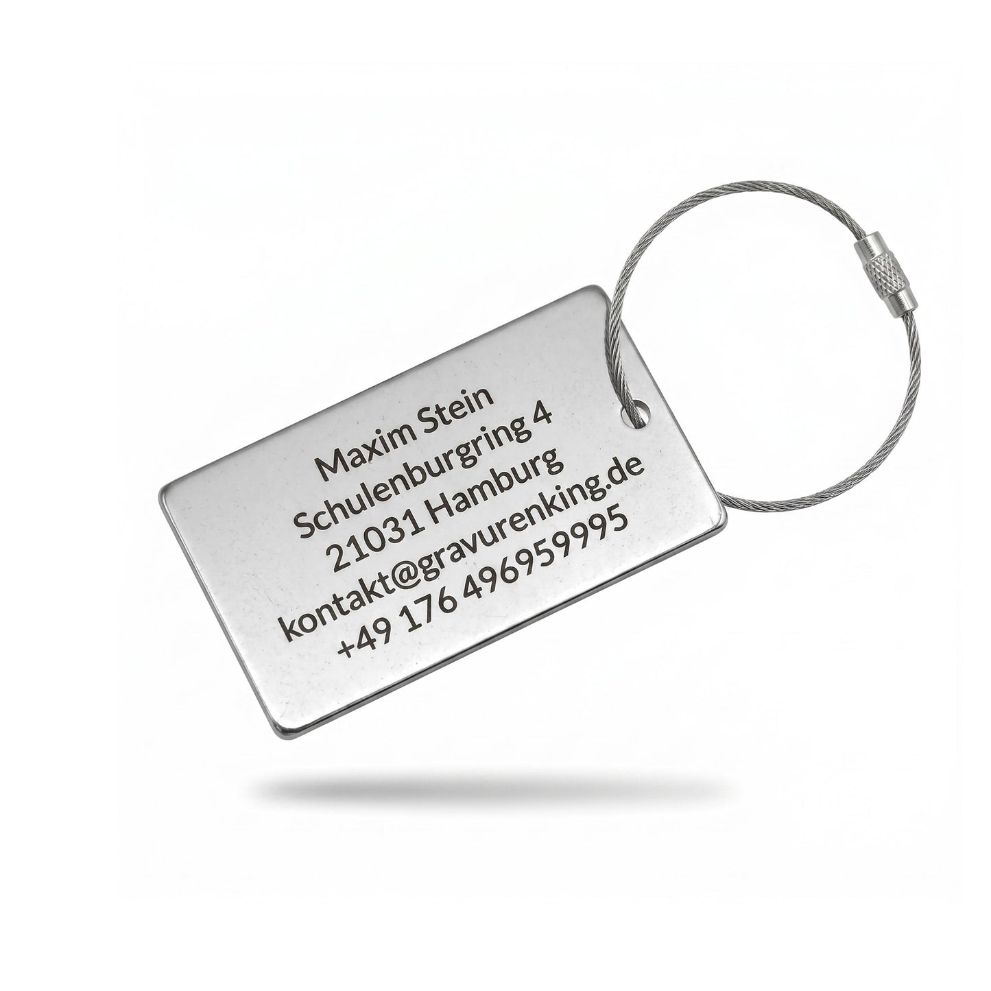 Stainless steel luggage tag with permanent laser engraving - Luggage tag