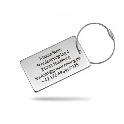 Stainless steel luggage tag with permanent laser engraving - Luggage tag