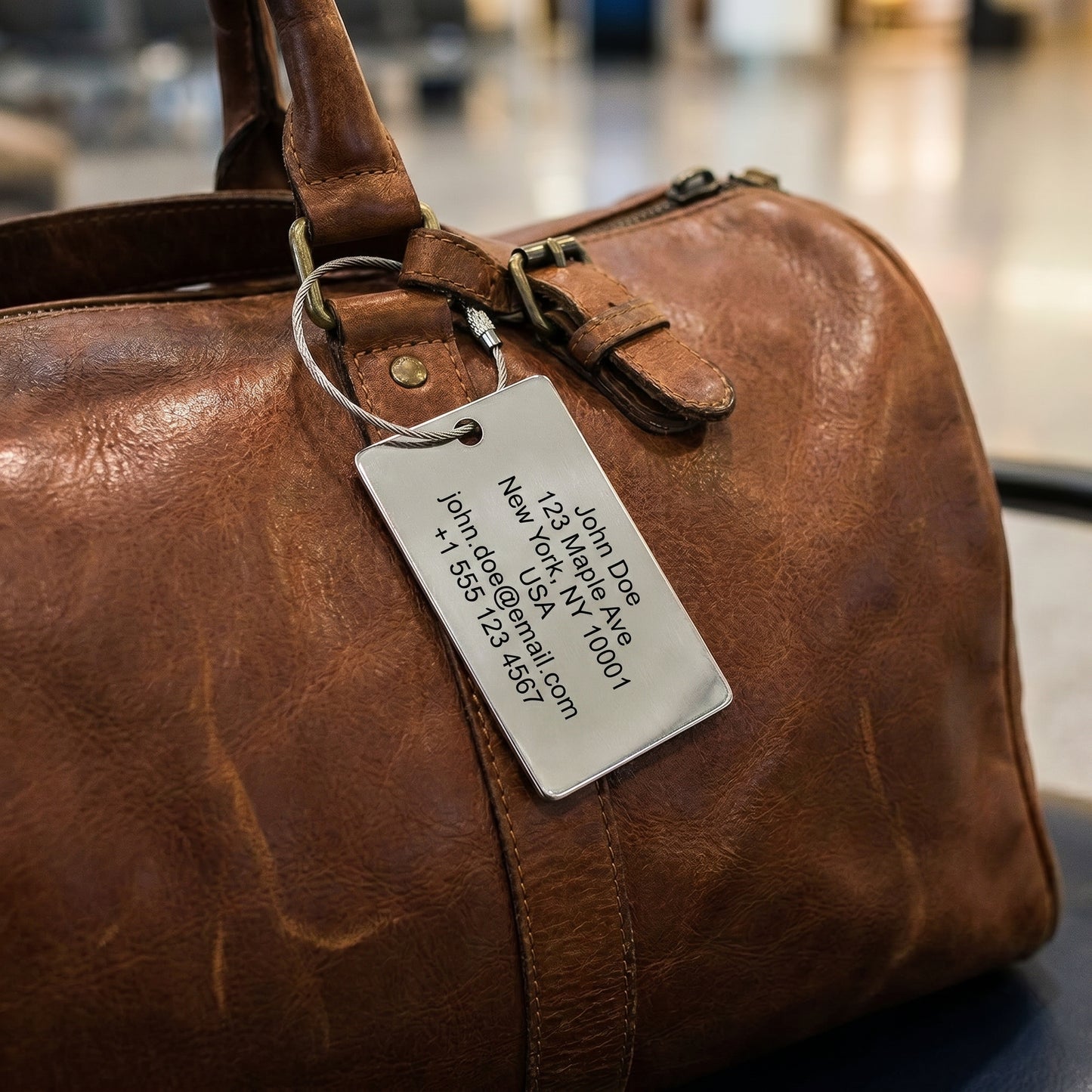 Stainless steel luggage tag with permanent laser engraving - Luggage tag