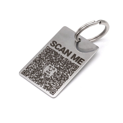 Robuster Edelstahl-Schlüsselanhänger – Notfalldaten & QR-Code