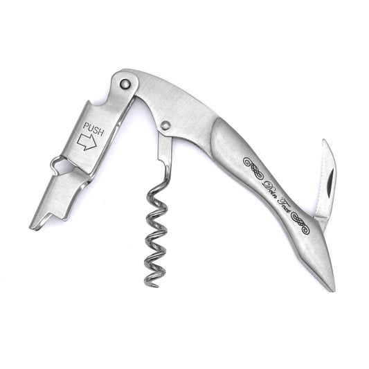 Wine opener with engraving - stainless steel corkscrew with foil cutter