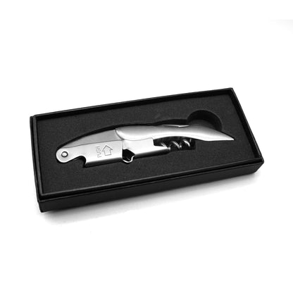 Weinöffner mit Gravur - Edelstahl Korkenzieher mit Folienschneider