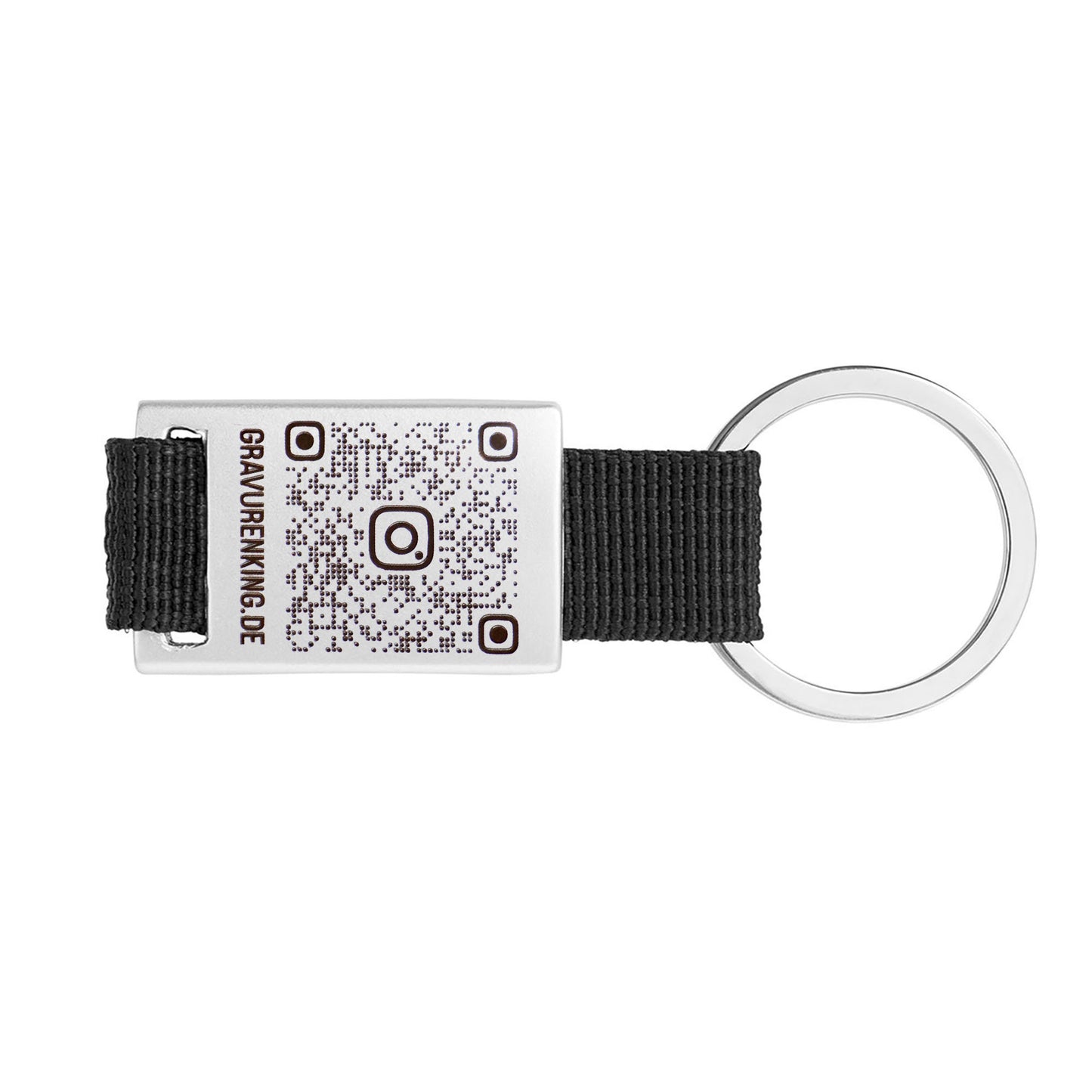 Personal keychain with individual engraving - fabric &amp; metal pendant