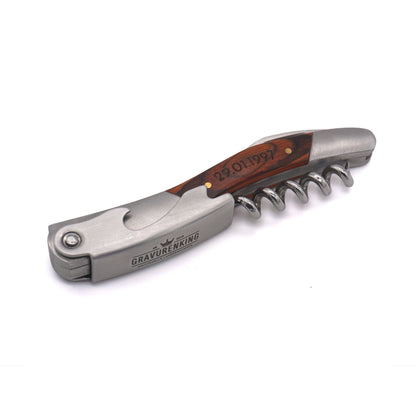 Premium Kellnermesser mit individueller Gravur - Weinöffner mit Folienschneider
