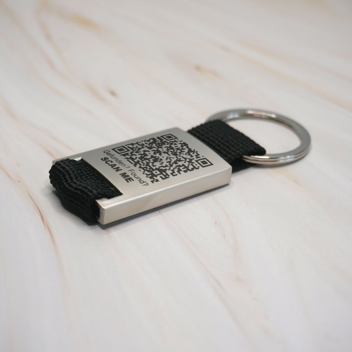 Personal keychain with individual engraving - fabric &amp; metal pendant