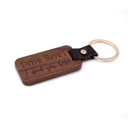 Wooden keychain with personalized engraving - walnut pendant