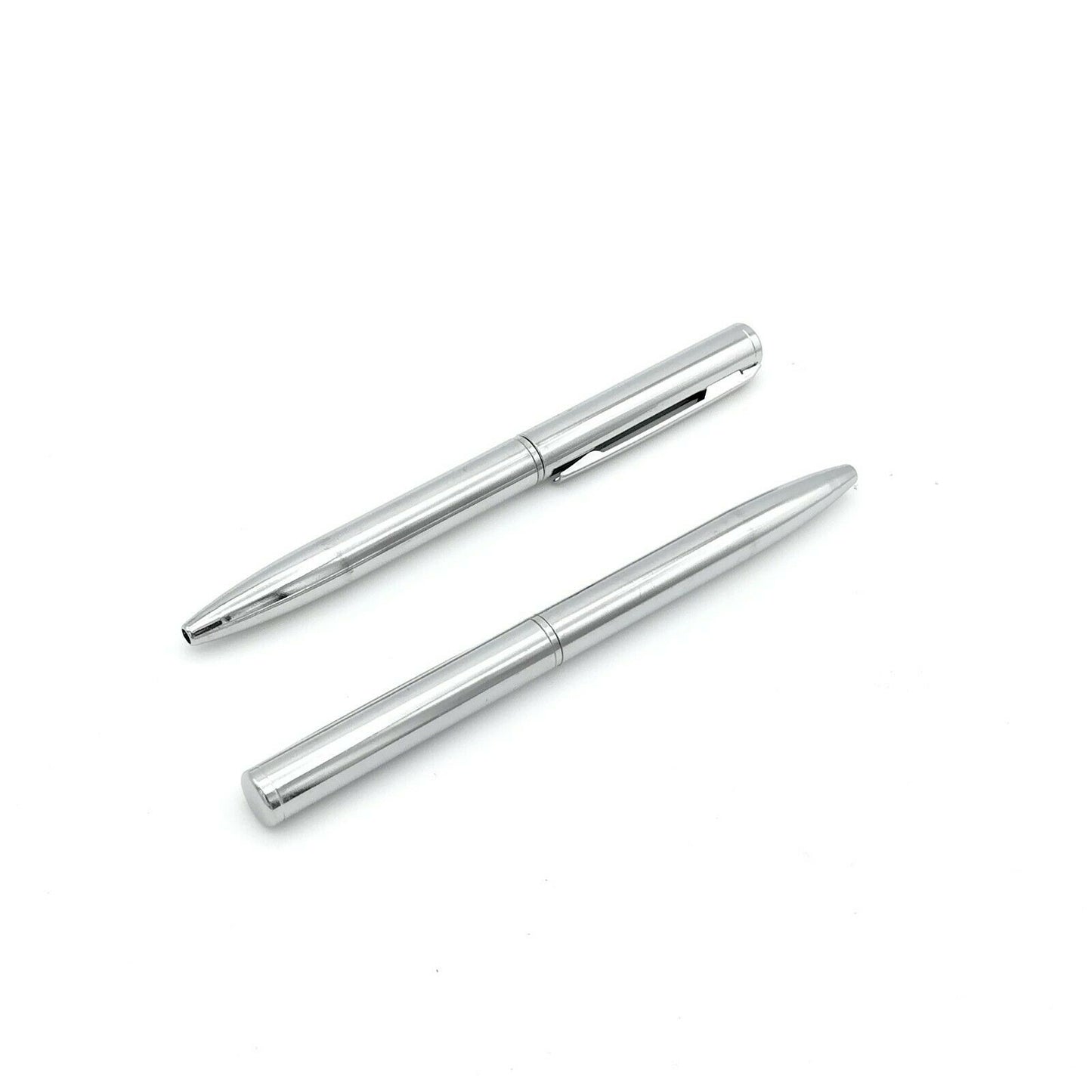 2x mini ballpoint pen made of stainless steel - ballpoint pen with twist mechanism