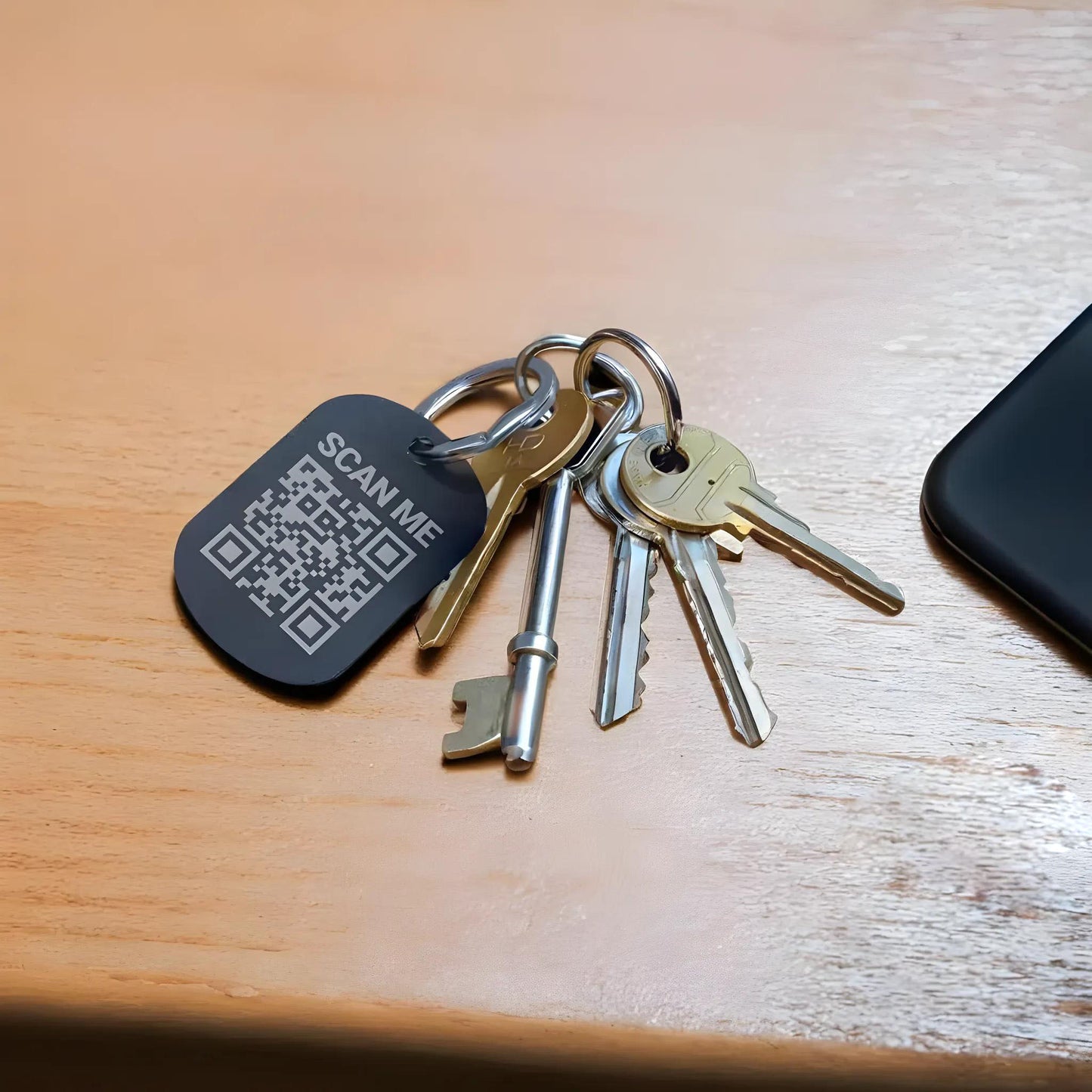 Keychain with individual QR code - aluminum