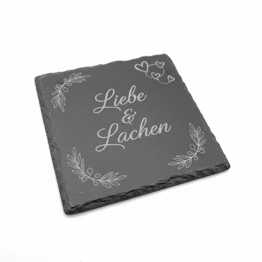 Schiefer-Untersetzer mit individueller Lasergravur - personalisierte Schiefertafel
