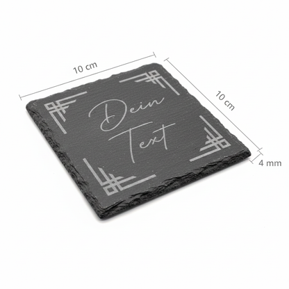 Schiefer-Untersetzer mit individueller Lasergravur - personalisierte Schiefertafel