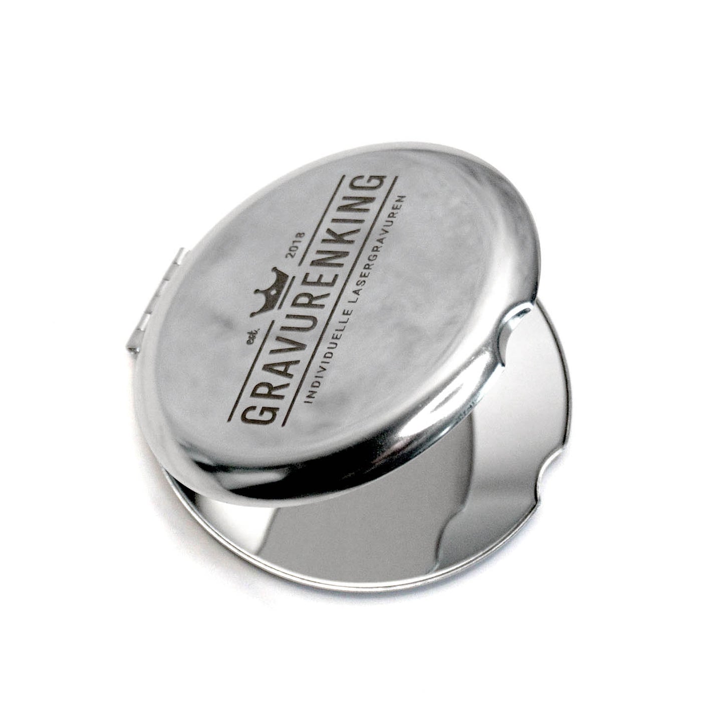 Make-up mirror with personal engraving - stainless steel pocket mirror with laser engraving