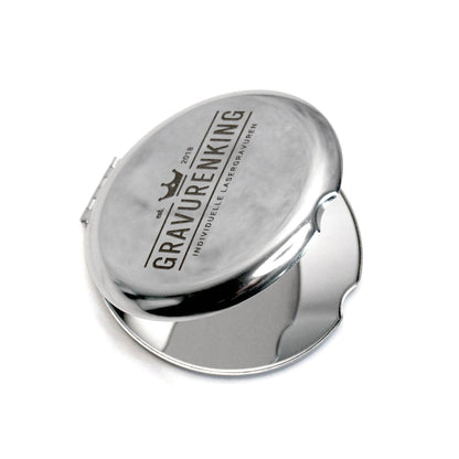 Make-up mirror with personal engraving - stainless steel pocket mirror with laser engraving