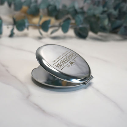 Make-up mirror with personal engraving - stainless steel pocket mirror with laser engraving